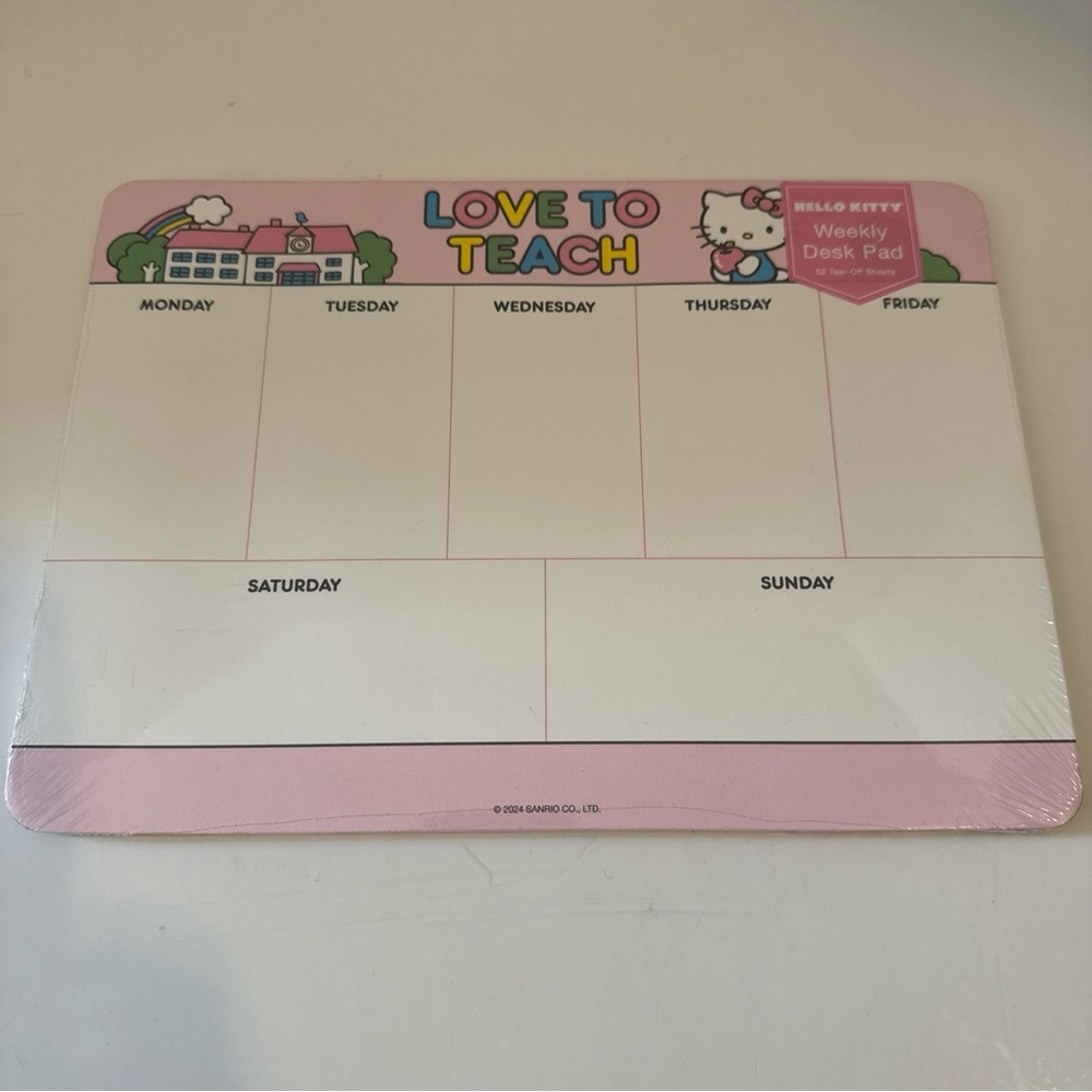 HELLO KITTY WEEKLY DESK PAD SCHEDULE CALENDAR 52 SHEETS